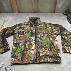 Cabelas Jacket Men Large Camo Fleece Full Zip Outdoor Waterfowl Woodland Hunting